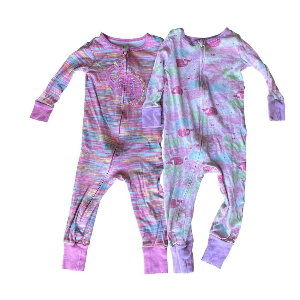 🌼 5/$25 Kids Headquarters Baby Girl Zip-Up Sleepers Pajamas 18M Dino Whale Print